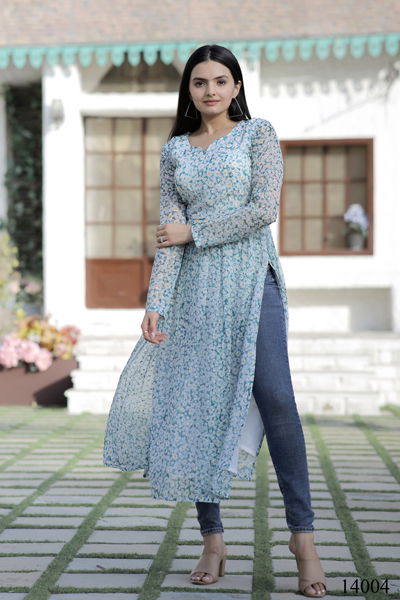 Madhvi Vol 4 Printed Party Wear Kurtis Catalog
